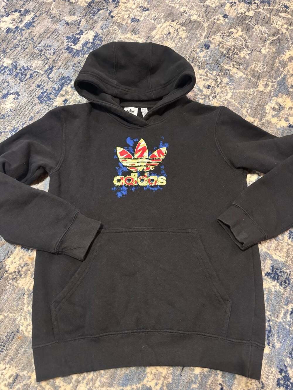 Adidas Trefoil Logo Hoodie Size 11-12Y Black